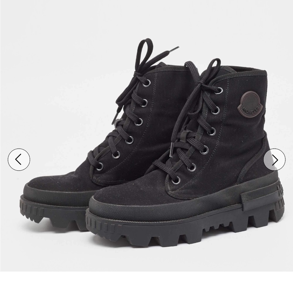Moncler Black Canvas Pyla Ankle Boots Size 37